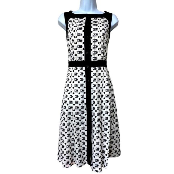 Carolina Herrera Dresses & Skirts - CAROLINA HERRERA NEW YORK Fit Flare Sleeveless Black White Print Midi Dress 4
